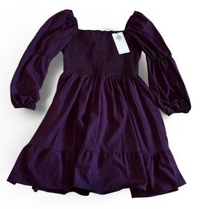 Exlura Purple Above The Knee A Line Peasant Sleeve Dress Size Large